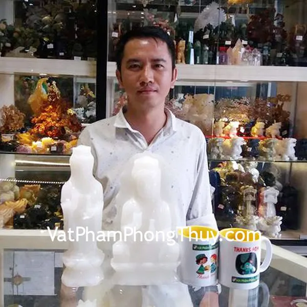 Anh Minh - khách hàng mua Quan âm bạch ngọc ngồi H044, Quan âm bạch ngọc đứng M180, Chuỗi thạch anh tím đậm Uruguay A+++ S6361-1830