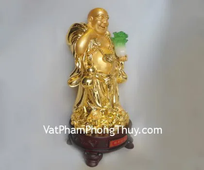 Di lặc  vàng đeo túi vàng, bắp cải to - phước đáo tài đáo A115