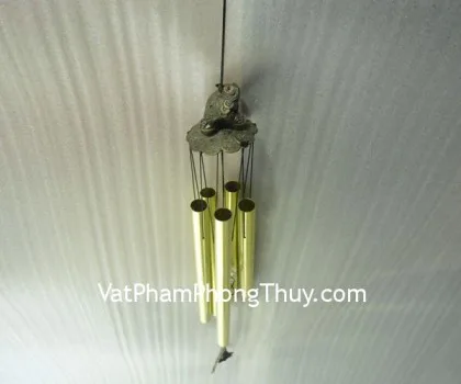 Chuông gió rùa- 5 ống nhôm vàng C1254