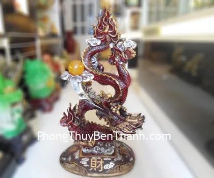 Rồng hồng hồng hỏa hỏa giả gỗ Y239