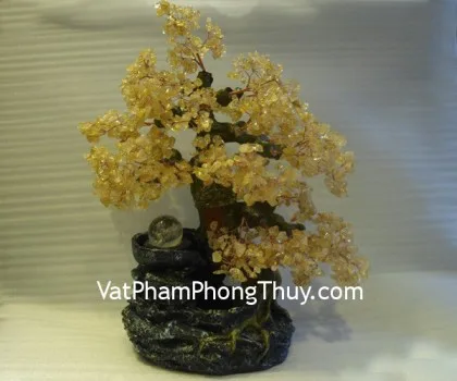 Cây tài lộc thạch anh vàng, phong thủy luân lớn CA219