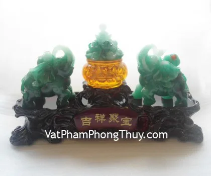 Hai voi xanh, tụ bảo- Cát tường tụ bảo E289