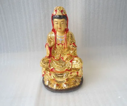 Phật quan âm vàng áo đỏ nhỏ FH256G