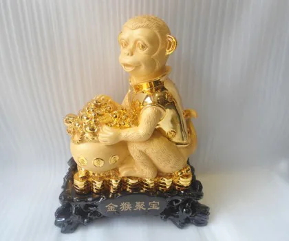 Khỉ phát tài ôm túi tiền - kim hầu tụ tài K012M