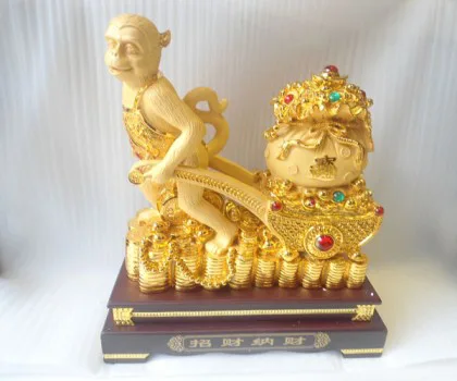 Khỉ  phát tài kéo túi vàng - chiêu tài nạp tài FK023M