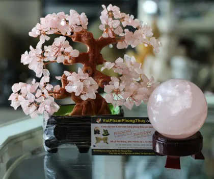 Cây tài lộc thạch anh hồng kiểu nhật nhỏ FKC027