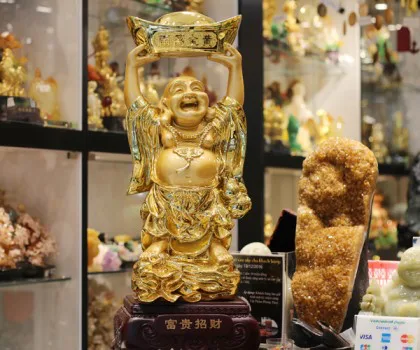 Phật di lặc đỉnh vàng - phú quý chiêu tài, hoàng kim vạn lượng H237G