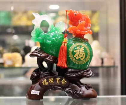 Hồ lô xanh ngọc cá chép đỏ - Phước lộc hữu dư C157A