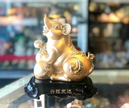 Chuột vàng ôm hồ lô vàng - hưng vượng phát tài H412G