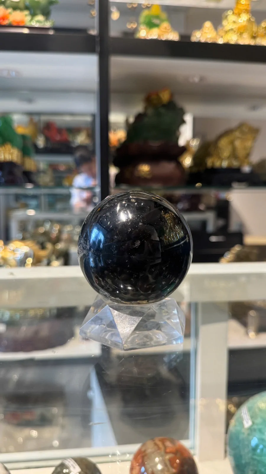 Quả cầu đá hắc ngà (thạch anh đen) M187-S1-2568