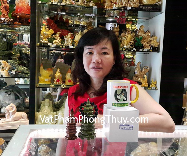Chị Tỵ - khách hàng mua chuỗi thạch anh tím S6214-3012, tháp văn xương lam ngọc GM059 và tháp văn xương nham thạch M094